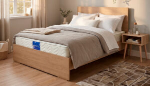 Combo Cama Berluti 1 Metro + Colchón Acti Sleep + 2 Nocheros Escandinavos