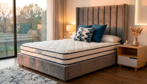 Combo Cama Picasso 140 + Colchón Hynos + 2 Nochero Damara